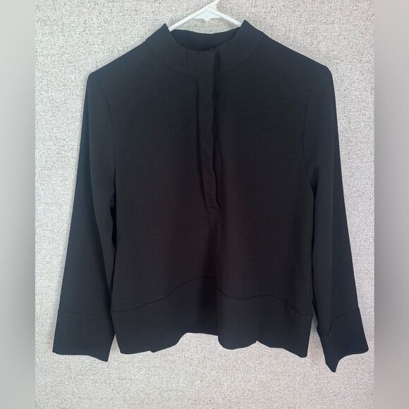 Ganni half button up black blouse with hidden buttons size M - Picture 1 of 12